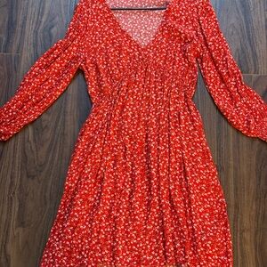 Red Floral GAP Long Sleeve Dress